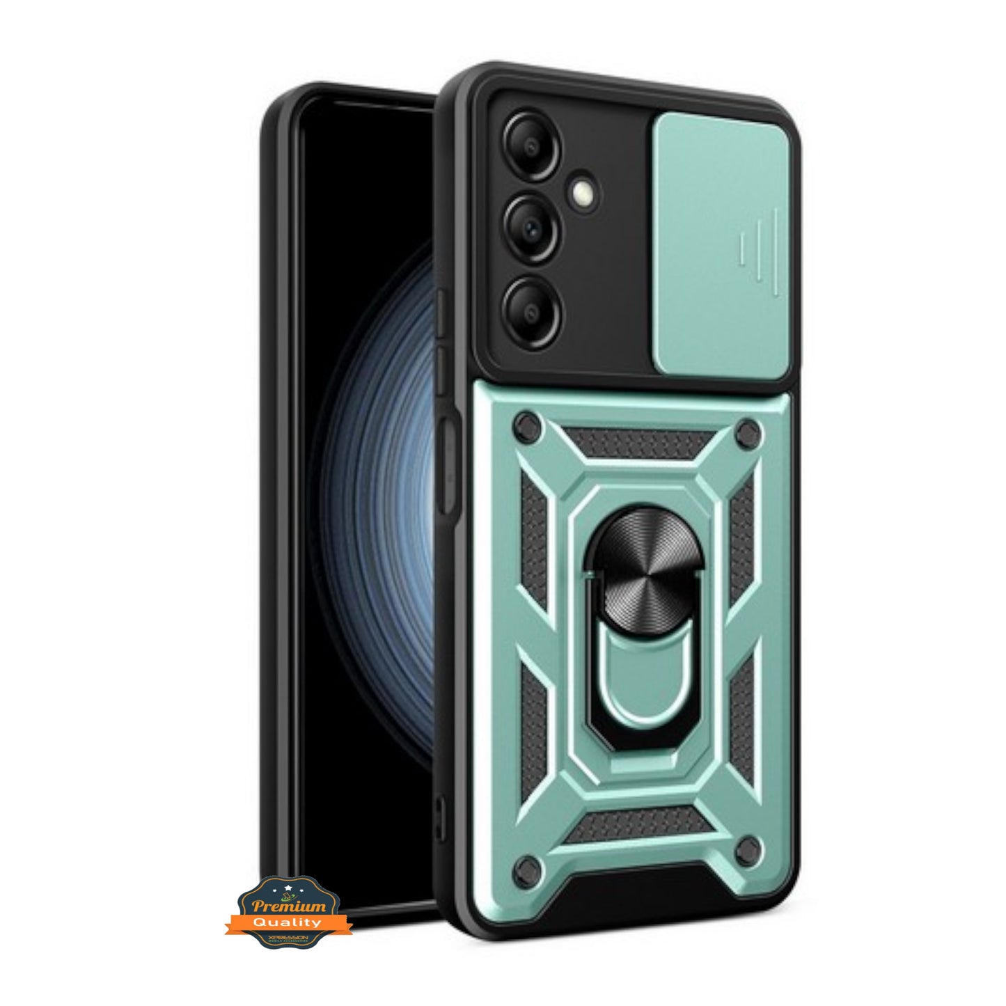 For Samsung Galaxy A16 5G Built in Sliding Camera Lens Protection & Finger Ring Stand Holder Hybrid TPU PC Shockproof Case Cover