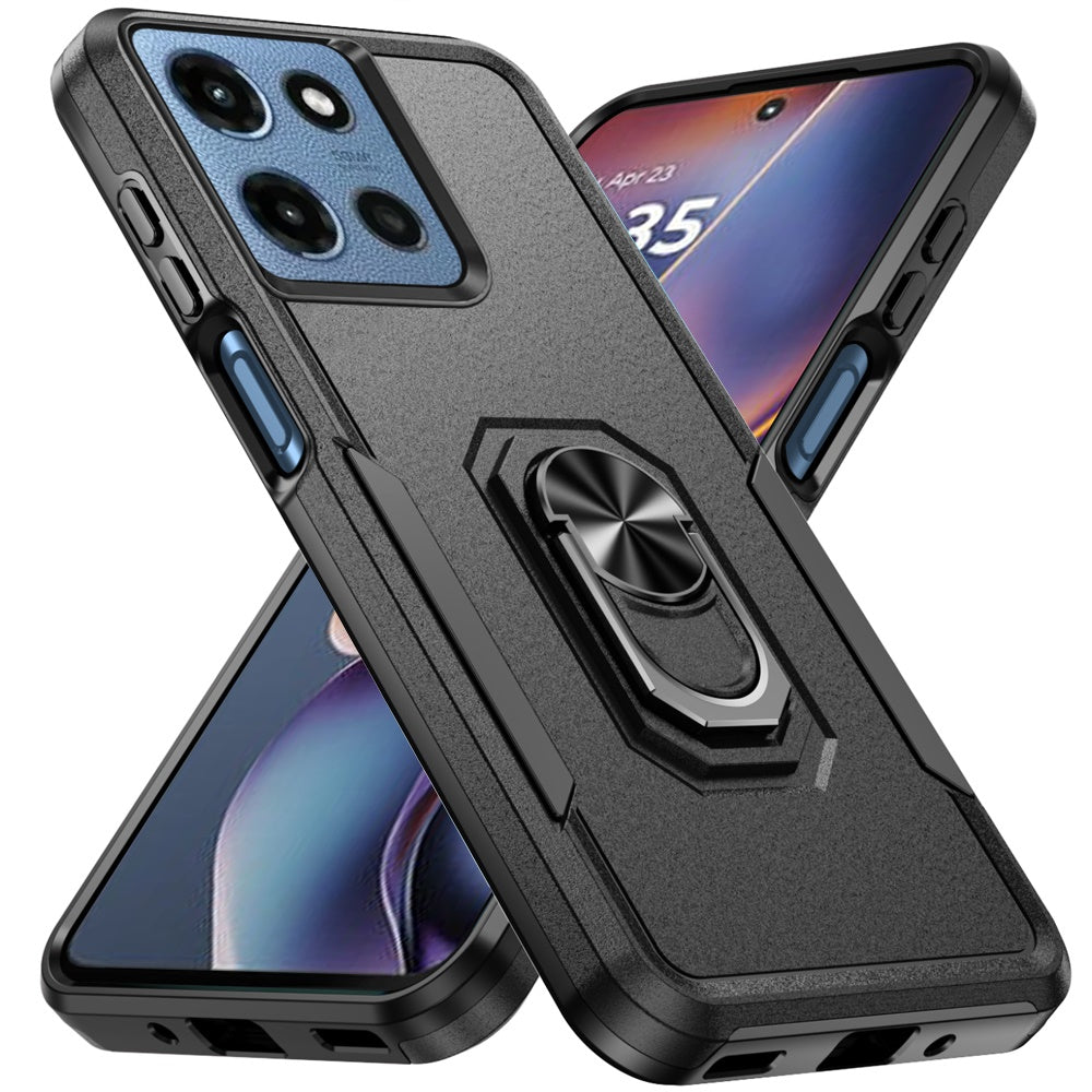 For Samsung Galaxy A16 5G Hybrid Rugged Tough 2in1 Drop-Proof Protection Military Grade Armor with Metal Ring Stand Case Cover