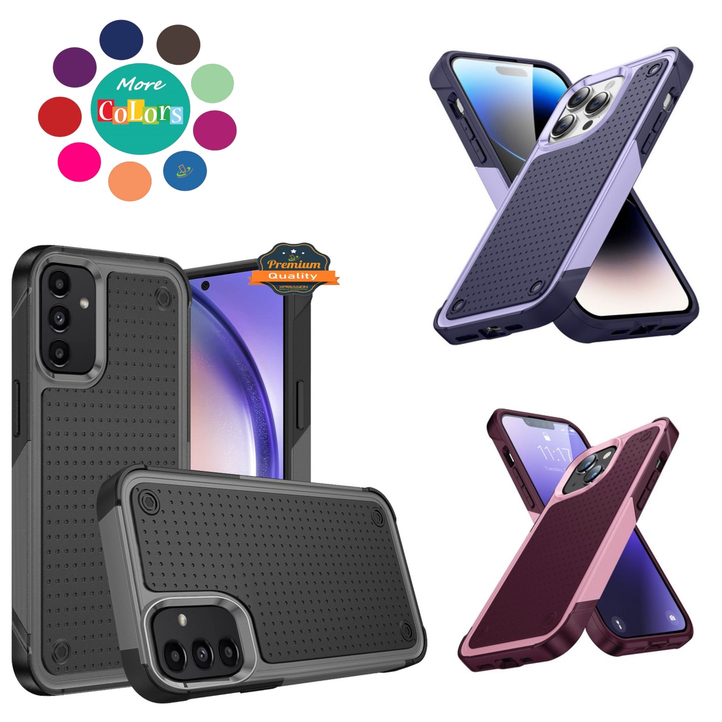 For Apple iPhone 15 Pro (6.1") Shockproof Non-Slip Textured Heavy Duty Rugged TPU Drop Military Protection Bumper Phone Case Cover