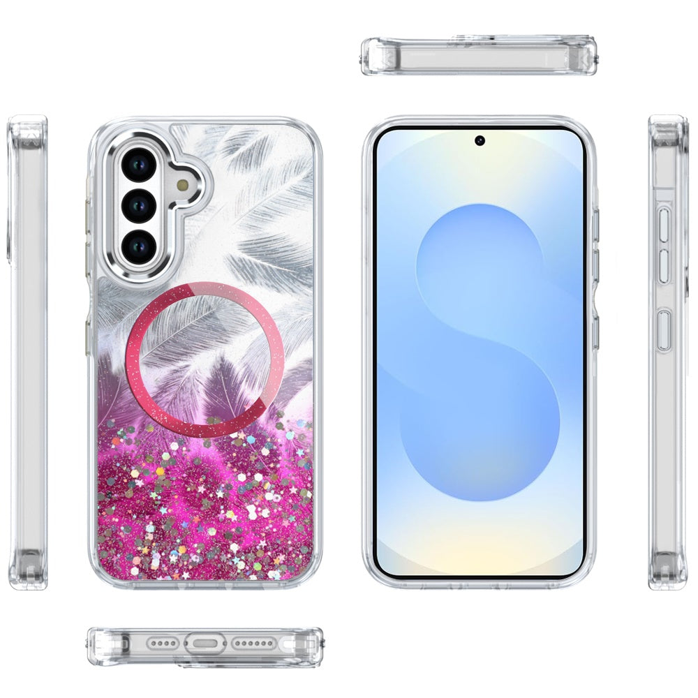 For Samsung Galaxy S25+ /S25 Plus /S24+ Plus Epoxy Glitter Shimmer Fashion Case with Magnetic Magsafe Compatible Hybrid Sparkling Slim Protective Case Cover