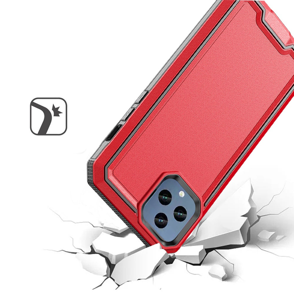 For Samsung Galaxy A16 5G Tough Modern Fused Hybrid Armor Hard PC + TPU Rubber Shockproof Drop Impact Protection Case Cover Red