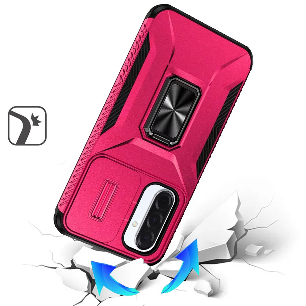 For Samsung Galaxy S25 Fan Edition /Galaxy S25 FE Case, Camera Cover with Magnetic Rotation Ring Stand, Military Grade Hybrid Hard TPU Shockproof Case Cover