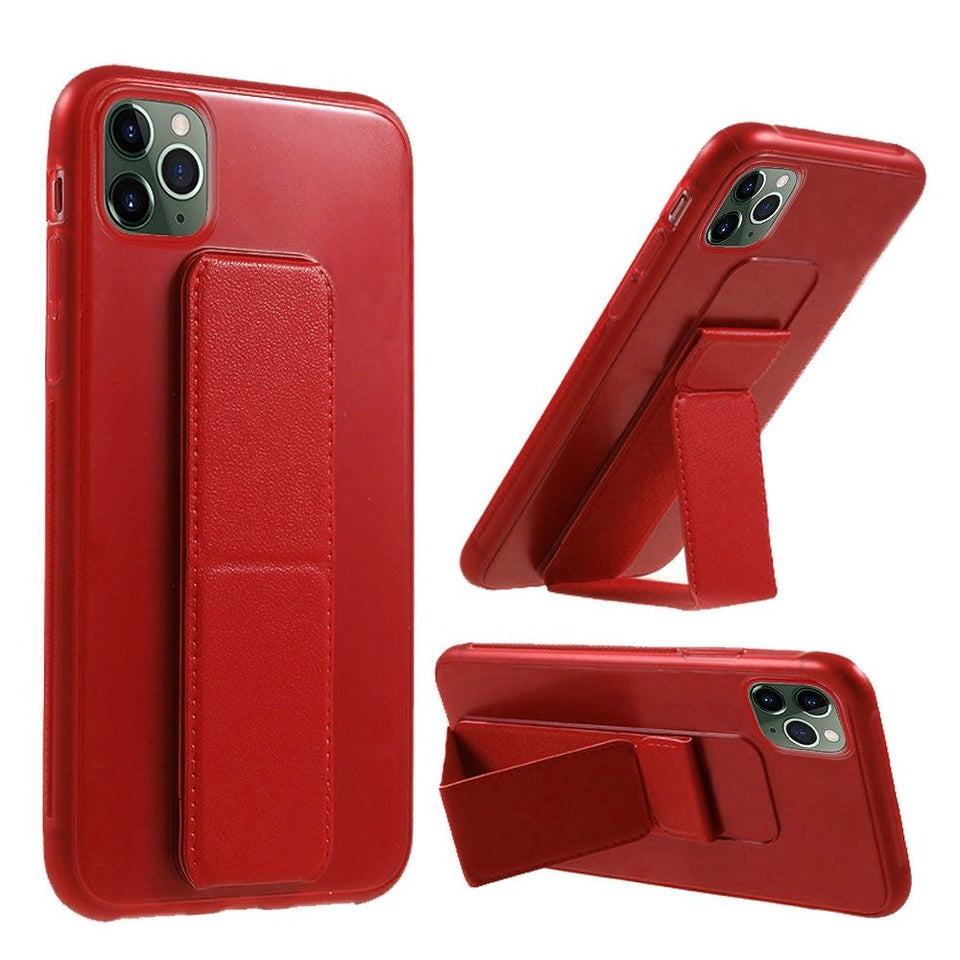 For Apple iPhone 15 Pro (6.1") PU Leather Back Foldable Kickstand Hand Strap Stand Hybrid Heavy Duty Shockproof Phone Case Cover
