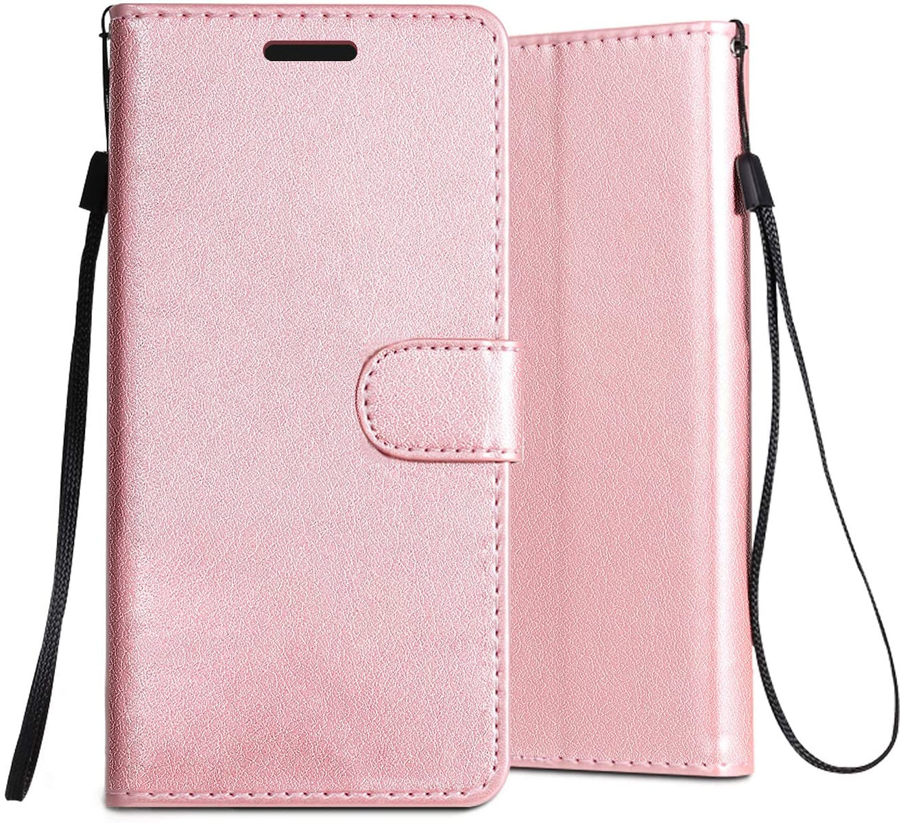 For Samsung Galaxy A16 5G Wallet PU Leather Pouch with Credit Card Slots Money Pocket, Stand & Strap Flip Bookstyle Case Cover Rose Gold