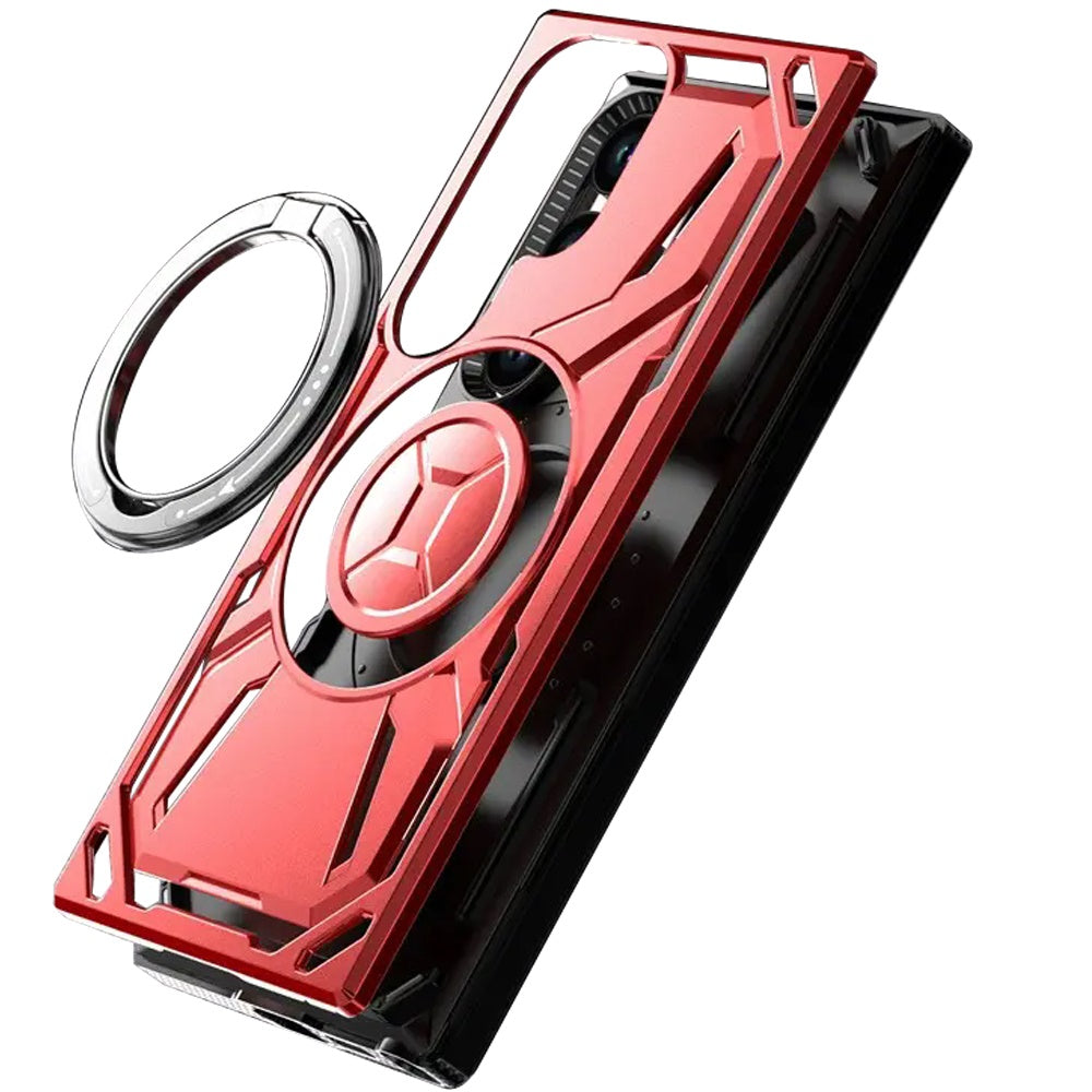 For Samsung Galaxy A15 5G Hybrid Magnetic Ring and 360° Rotational Kickstand with MagSafe Compatible, Military Grade Drop Protection Case Cover Red