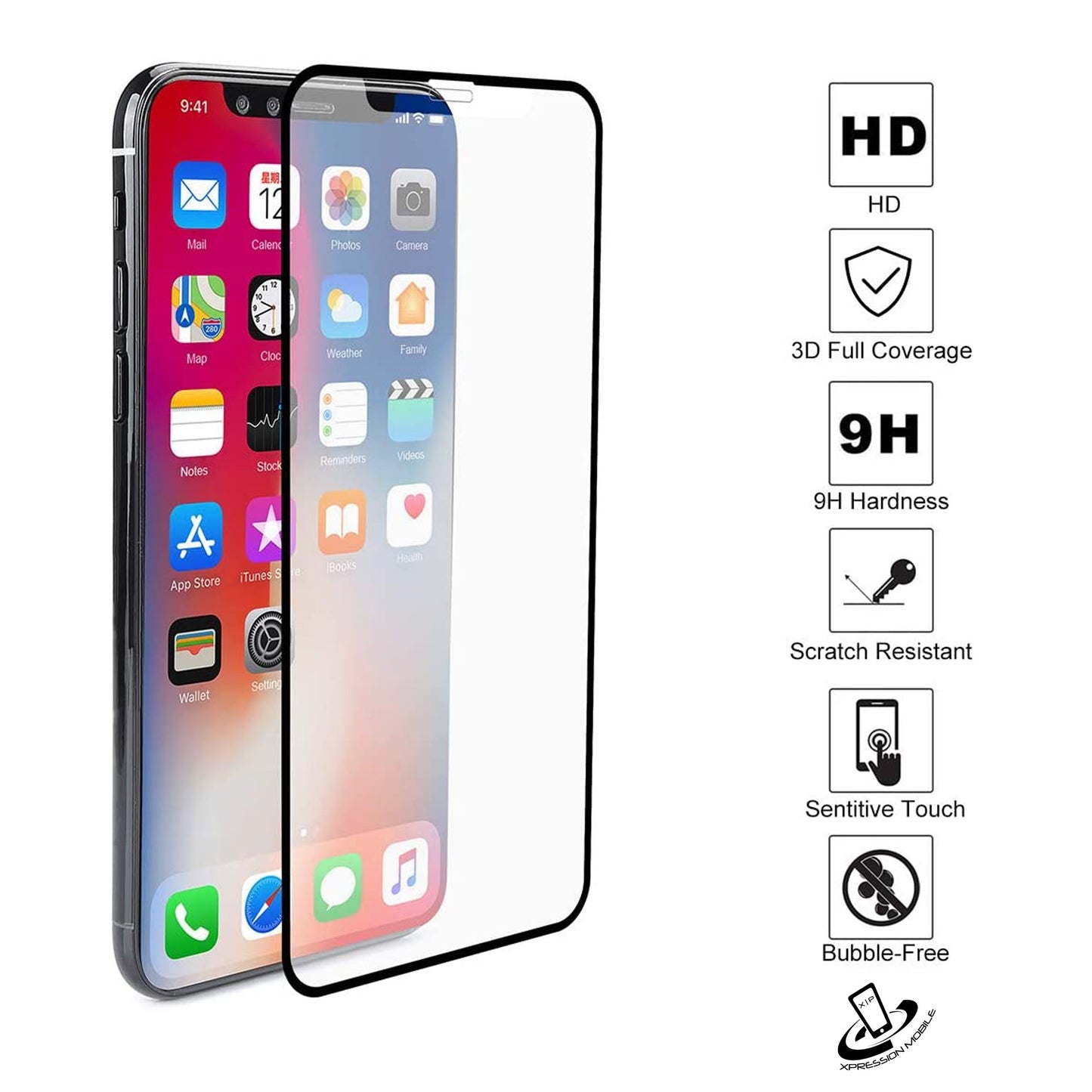 For Apple iPhone 13 Pro Tempered Glass Screen Protector, Black Edge HD Clear, Scratch Resistant, Anti-Fingerprint, Easy Install, 9H Hardness Protector Clear Black