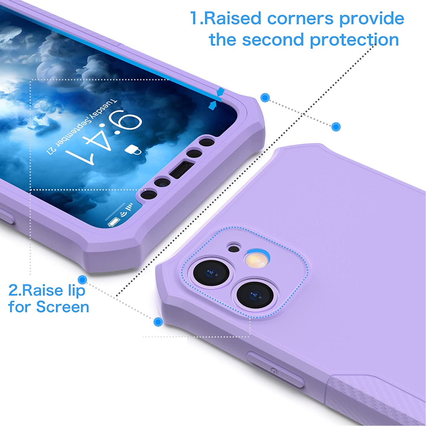 For TCL K24 /TCL K23 Hybrid 2in1 Front Bumper Frame Cover Square Edge Shockproof Soft TPU + Hard PC Anti-Slip Heavy Duty Case Cover Purple