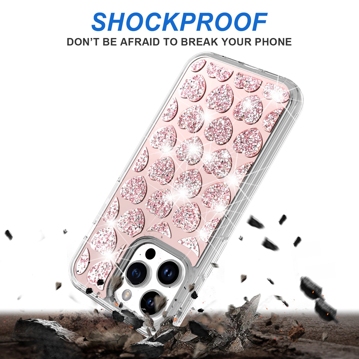 For Samsung Galaxy A16 5G Sparkly 3D Design Diamond Shockproof Protective Bling Glitter Rhinestone Hybrid Skin PC + TPU Case Cover