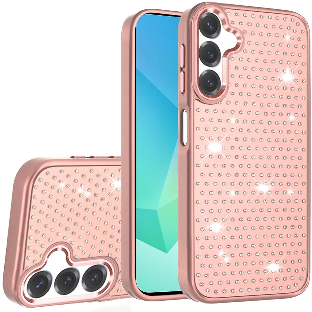 For Samsung Galaxy S25 Ultra Bling Diamond Metallic, Full Sparkle Chrome Edged Hybrid Protective Shockproof Case Cover