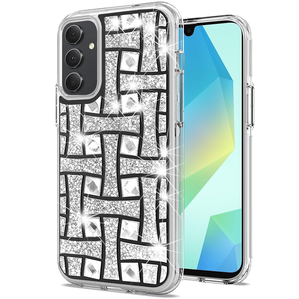 For Samsung Galaxy A16 5G Sparkly 3D Design Diamond Shockproof Protective Bling Glitter Rhinestone Hybrid Skin PC + TPU Case Cover