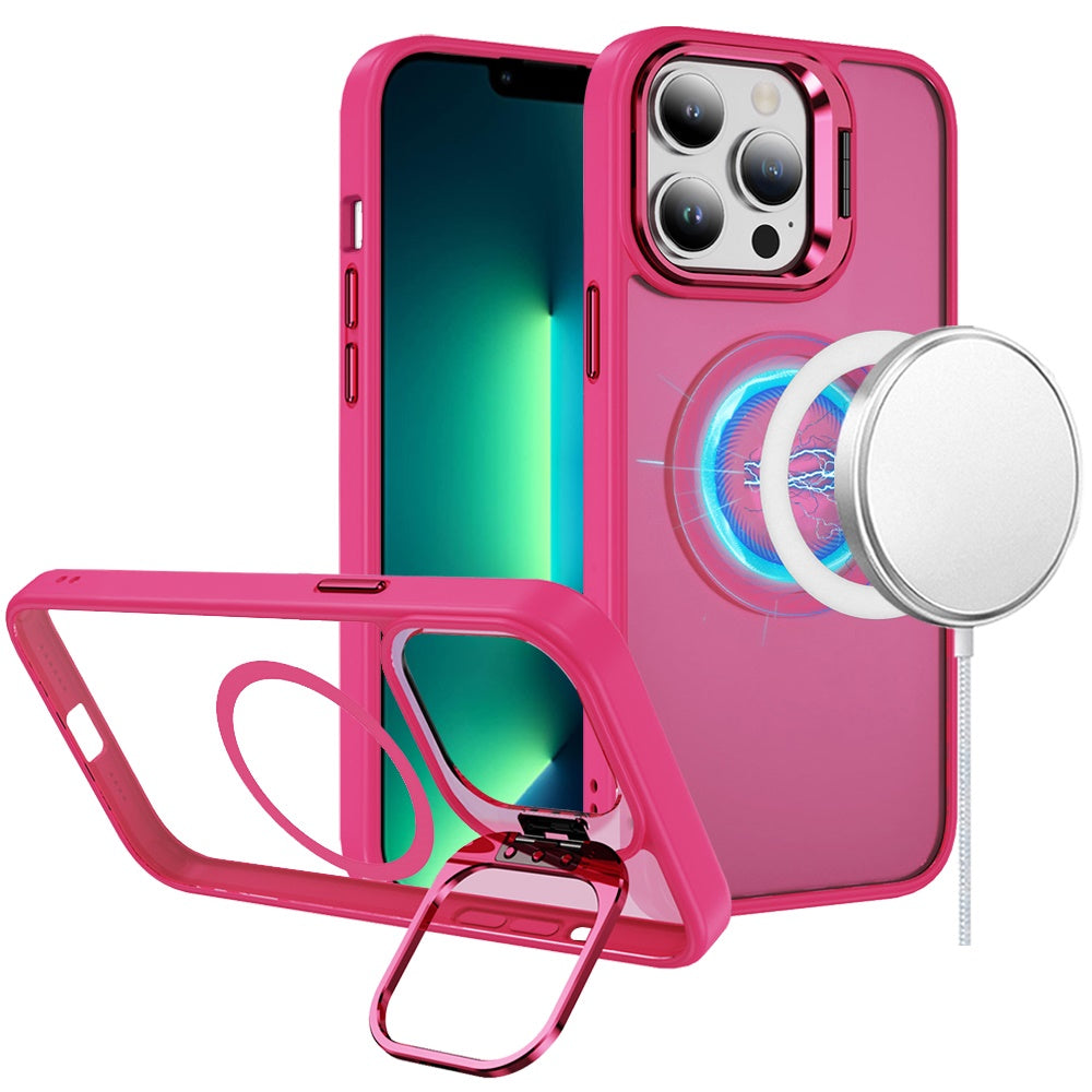 For Apple iPhone 12 Pro Max Heavy Duty Metallic Hybrid Tough TPU with Camera Ring Stand, MagSafe Compatible, Rugged Drop Protection Case Cover