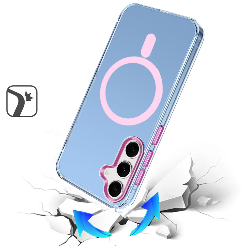 For Samsung Galaxy S25+ /S25 Plus /S24+ Plus Clear Transparent Case Matching Circle Design, Hybrid TPU Hard Shell, Support Magsafe Charger Case Cover