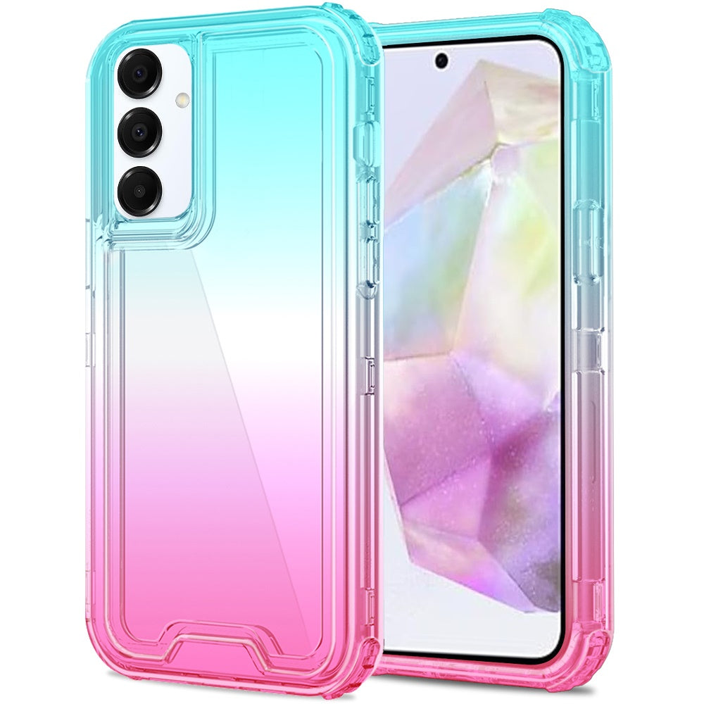For Samsung Galaxy A36 Hybrid 3-in-1 Clear Case - Two-Tone Transparent Shockproof TPU + Hard Protective Frame Case Cover