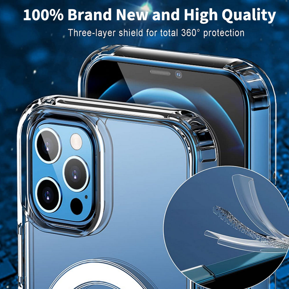 For Apple iPhone 15 Pro (6.1") Crystal Clear Hybrid Impact Case with Magsafe Compatibility Hard Slim PC TPU Rubber Transparent Phone Case Cover