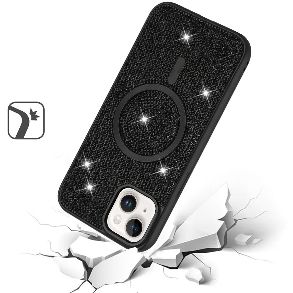 For Samsung Galaxy A16 5G Sparkly Diamond Bling Case Rhinestone Skin Hybrid with Magnetic Circle, MagSafe Compatible Case Cover