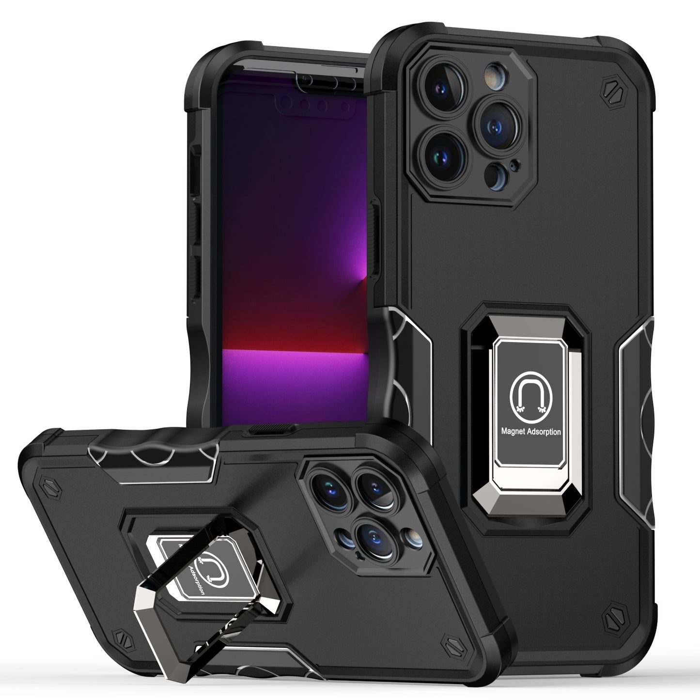 For Samsung Galaxy Z Fold 7 Hybrid Stand Magnetic Ring Holder Kickstand Heavy Duty Rugged Drop Silicone & Hard PC Shockproof Case Cover