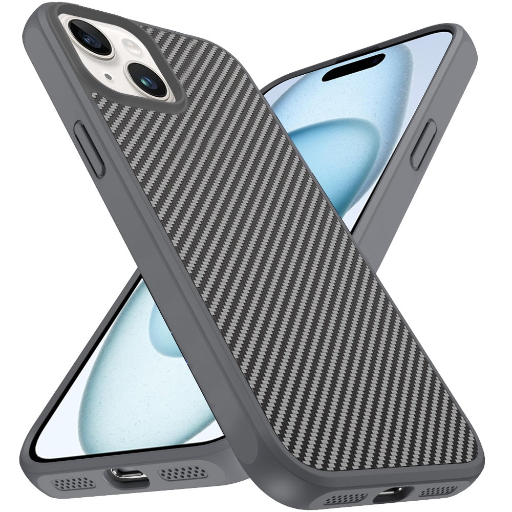 For Apple iPhone 16 Pro Max Carbon Fiber Design with Magnetic HQ 2.0mm Thick Hybrid Shockproof Rubber Hard PC Case Cover