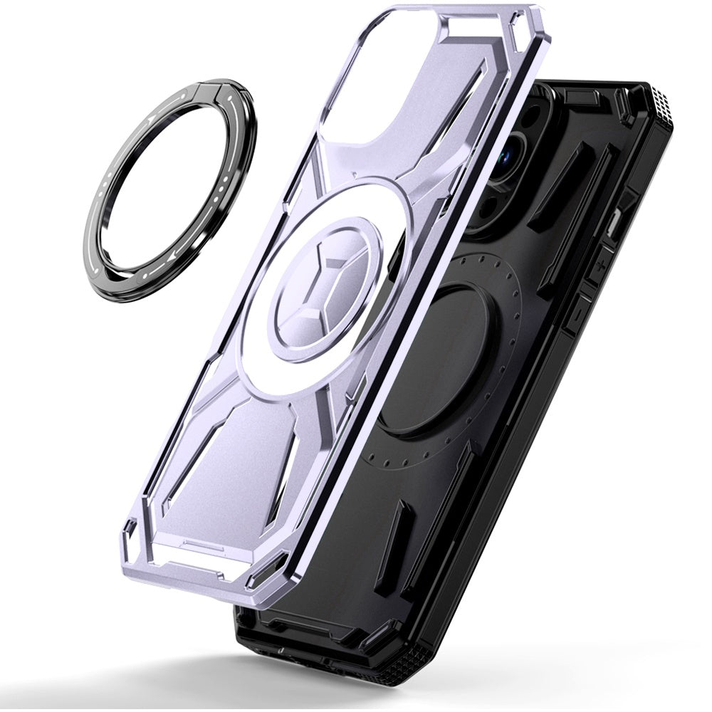 For Apple iPhone 16 (6.1") Hybrid Magnetic Ring and 360° Rotational Kickstand with MagSafe Compatible, Military Grade Drop Protection Case Cover