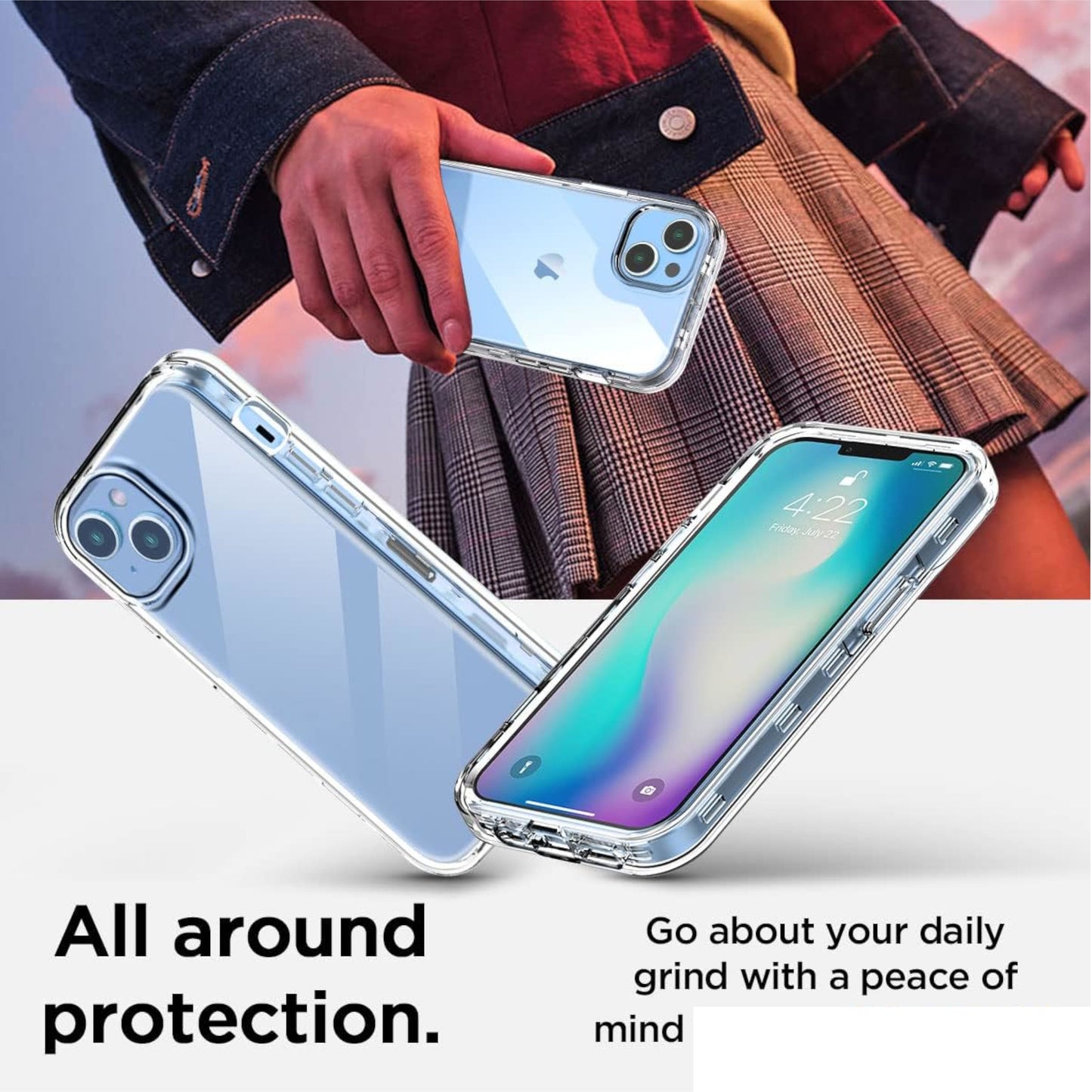 For Apple iPhone 15 Pro Max (6.7") Hybrid Transparent 3in1 Corner Tough Durable Detachable Shockproof Frame Hard PC Phone Case Cover