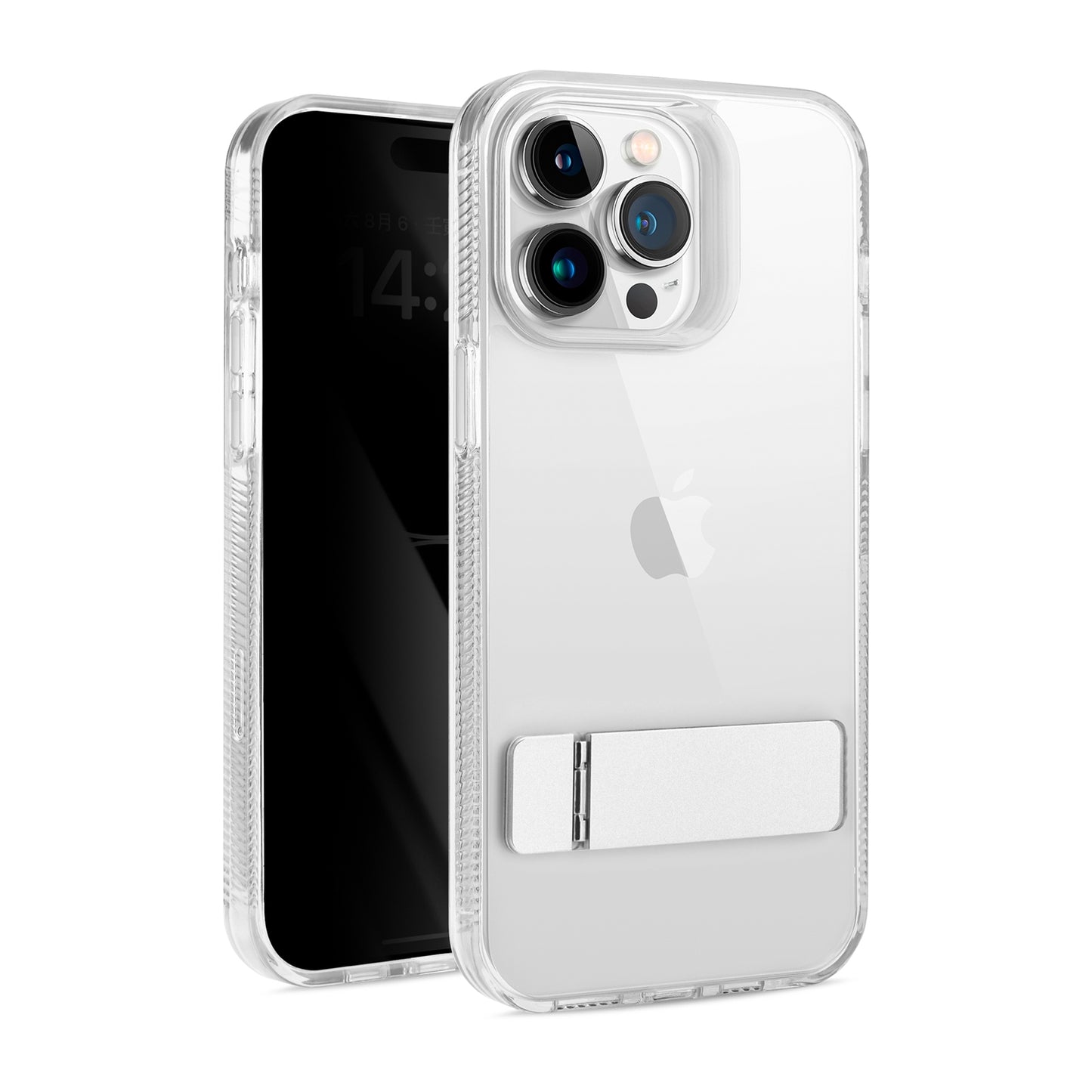 For Samsung Galaxy S25+ /S25 Plus /S24+ Plus Transparent with Sturdy Metal Kickstand Hybrid Dual Layer Tough Shock-Absorbent Slim Fit Hard PC + TPU Case Cover Clear