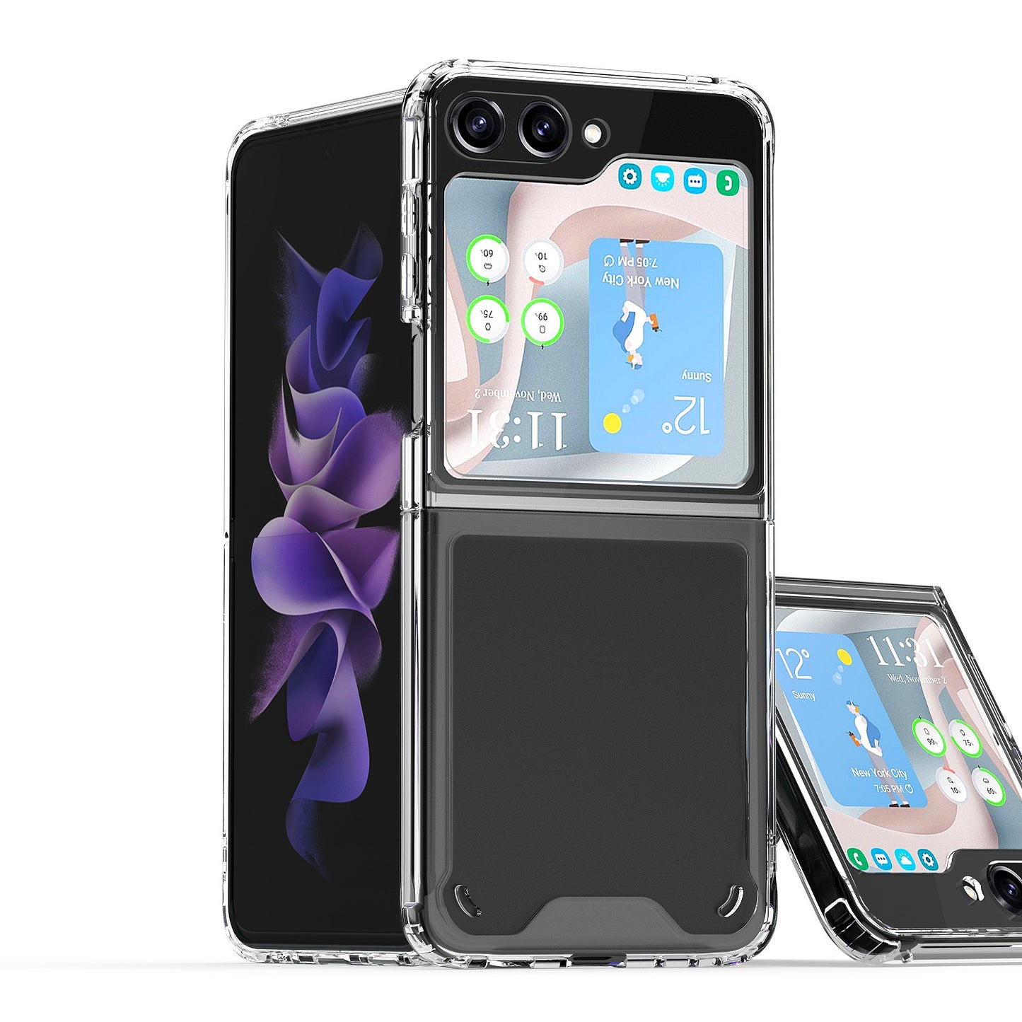 For Samsung Galaxy Z Flip 7 FE Transparent Hybrid Shockproof Hard PC Slim Durable TPU Bumper Protection Case Cover Clear