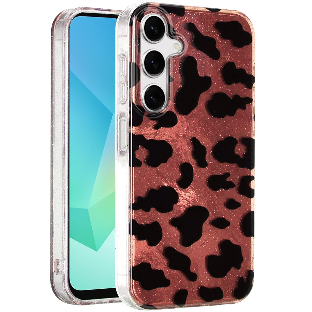 For Samsung Galaxy A16 Glitter Leopard, Fashion Design Animal Skin Print Slim IMD TPU Dual Layer Shockproof Protective Case Cover