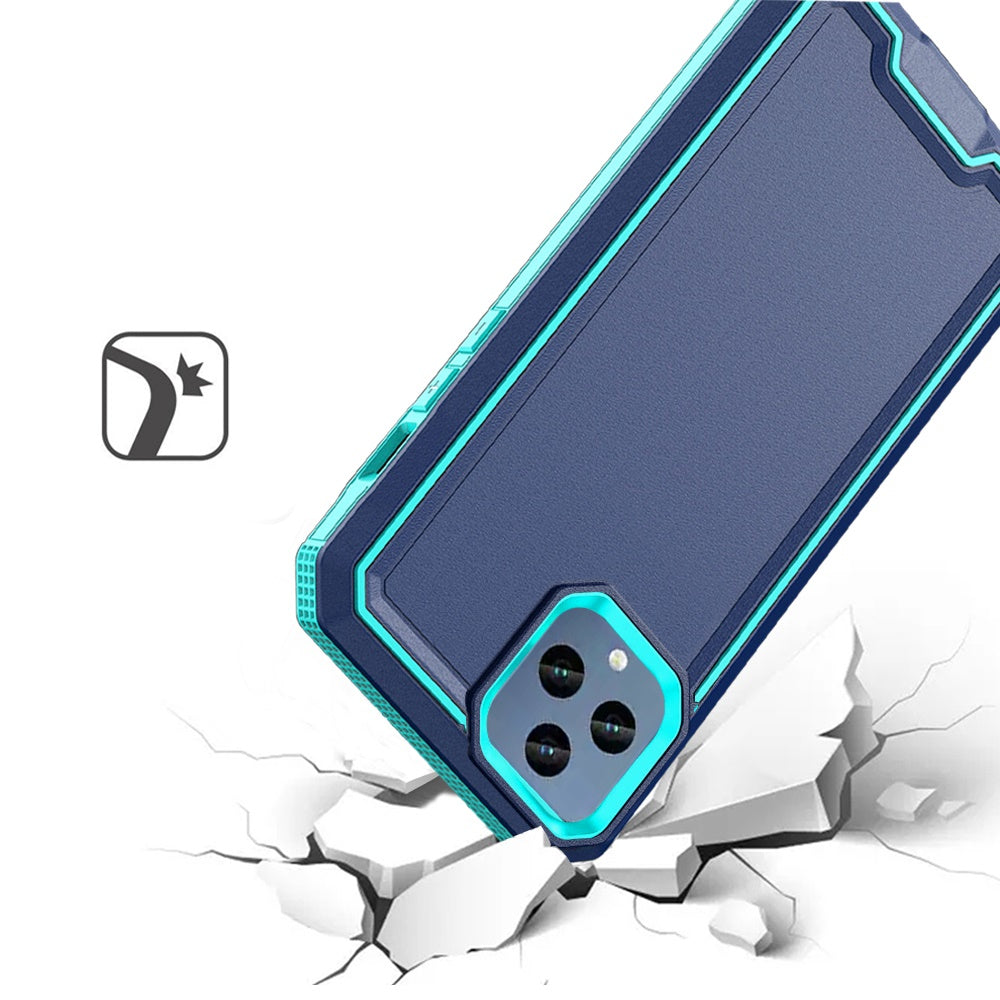 For Samsung Galaxy A16 5G Tough Modern Fused Hybrid Armor Hard PC + TPU Rubber Shockproof Drop Impact Protection Case Cover Blue