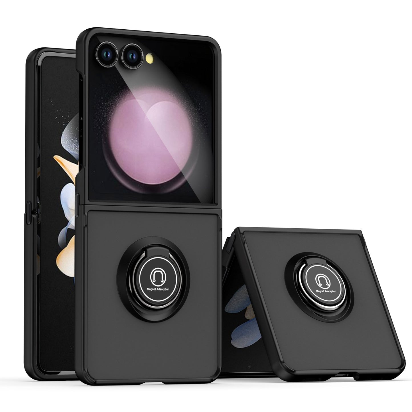 For Samsung Galaxy Z Fold 7 Semi Transparent Matte Hybrid Protective PC & TPU Shockproof with 360° Rotation Ring Stand Case Cover