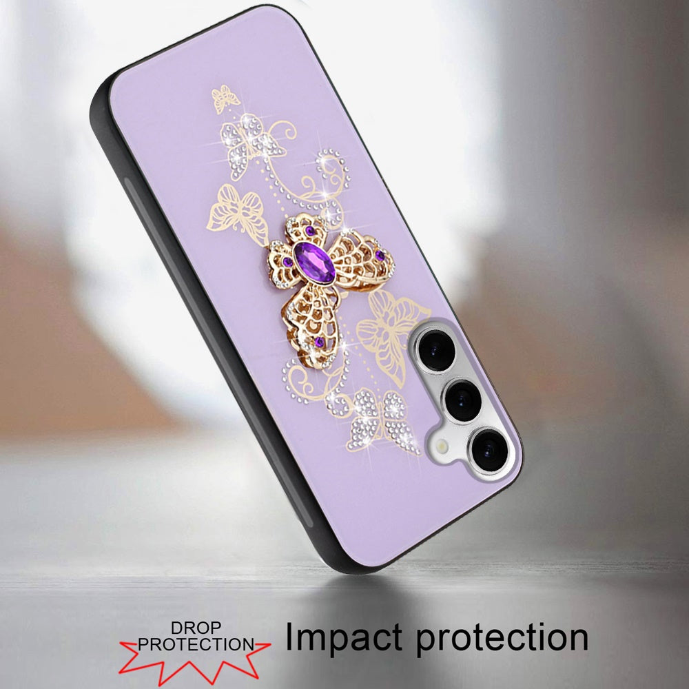 For Samsung Galaxy A26 Diamonds 3D Fashion Bling Sparkly Glitter Ornaments Engraving Hybrid with Ring Stand Case Cover