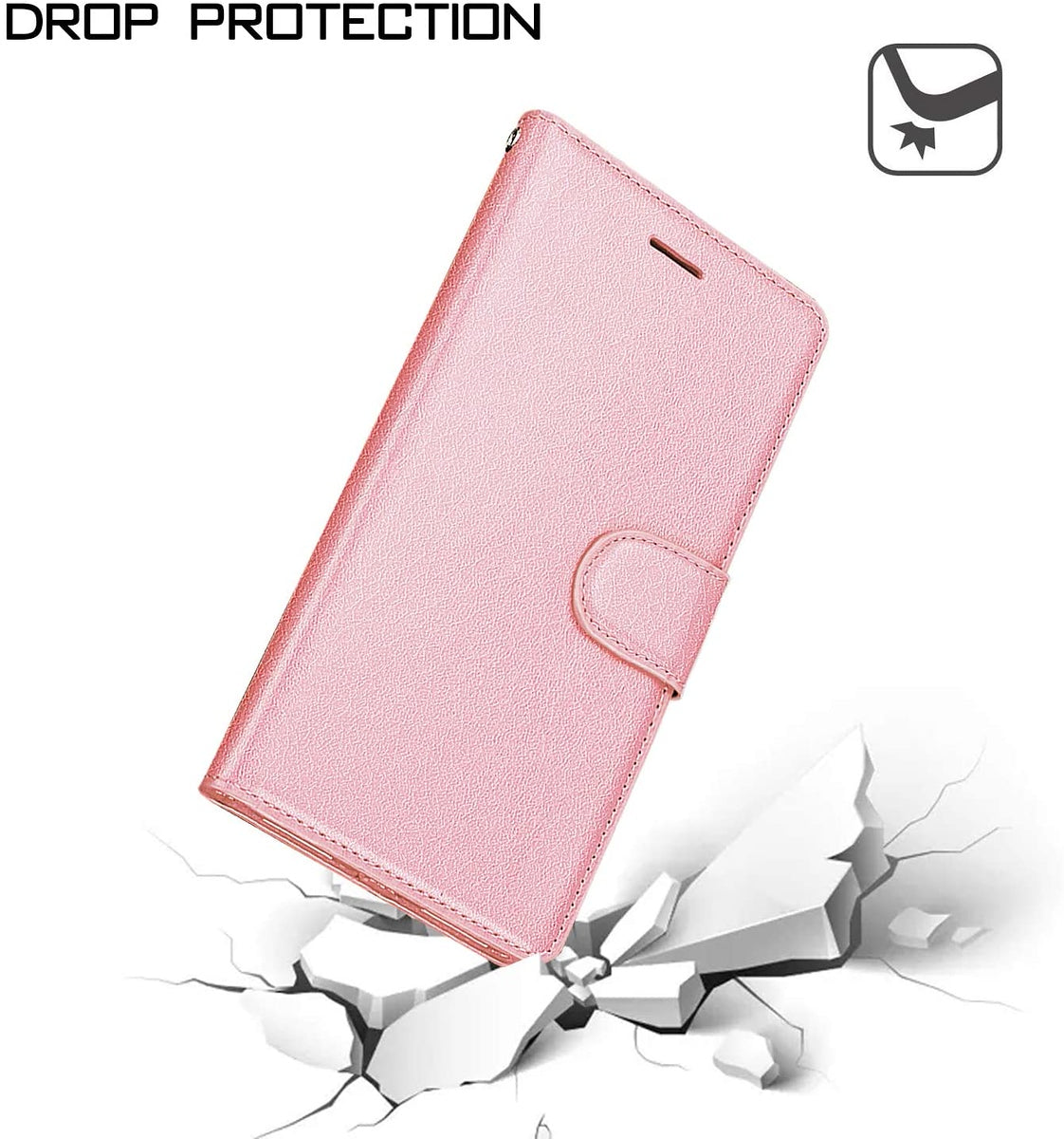 For Samsung Galaxy A16 5G Wallet PU Leather Pouch with Credit Card Slots Money Pocket, Stand & Strap Flip Bookstyle Case Cover Rose Gold