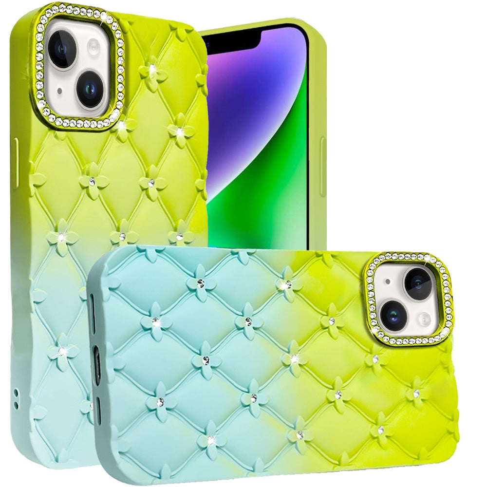 For Samsung Galaxy A16 5G Fashion Flower Design Sparkle Glitter Shimmer Rhinestone Bling Floral Accents, Leather Texture TPU Case Cover
