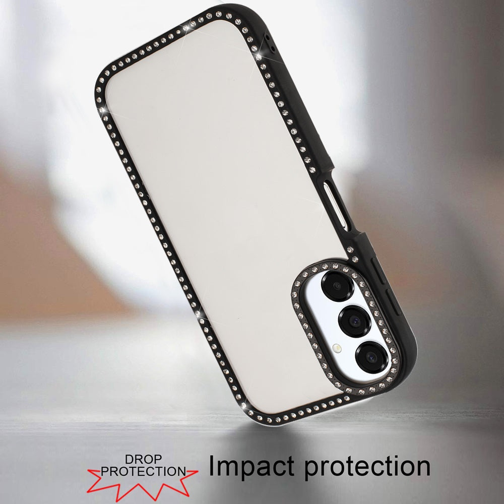 For Samsung Galaxy A16 5G Diamond Full Rhinestone Clear Hybrid Protective, Sparkly Bling Transparent Shockproof Bumper All Around Case Cover