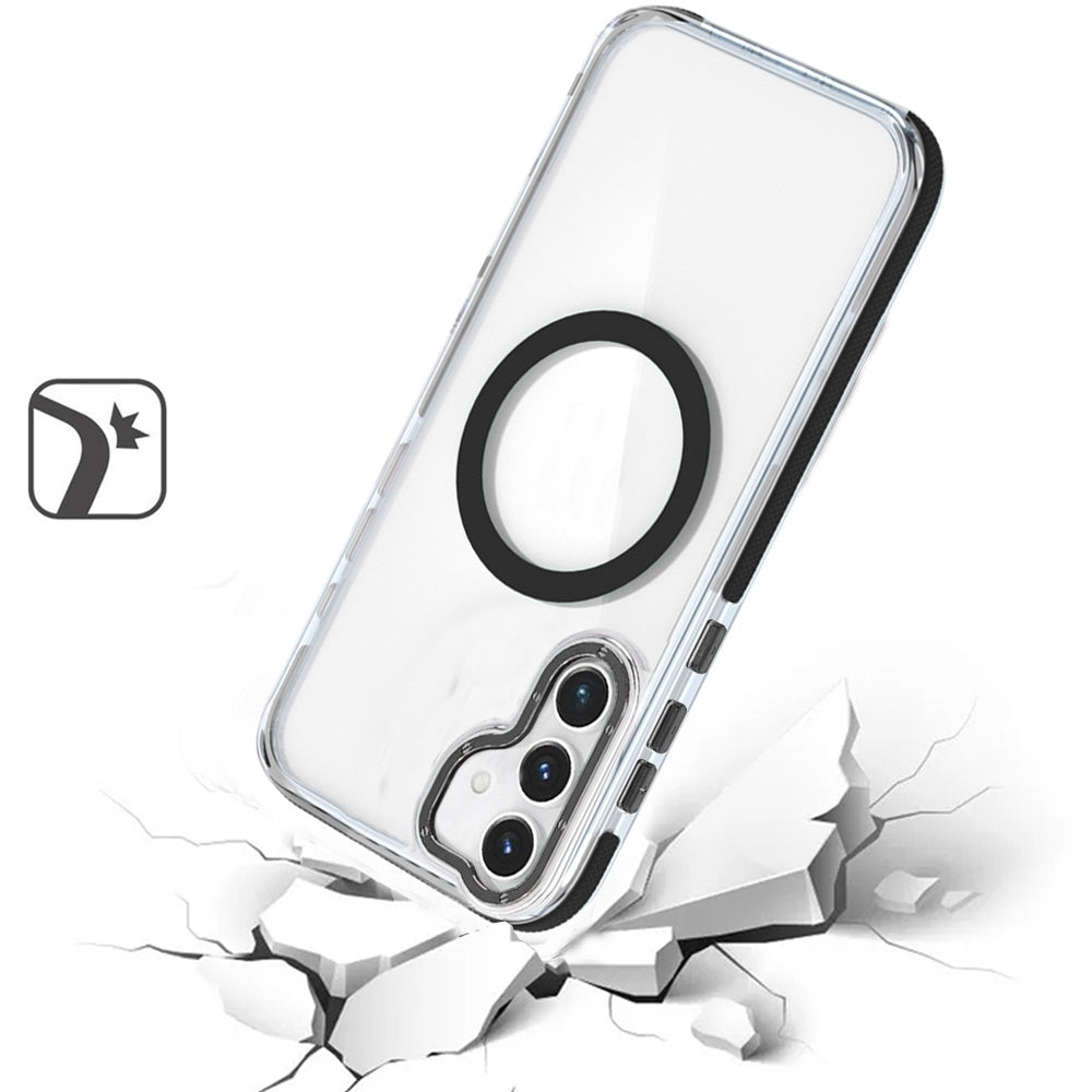 For Samsung Galaxy S25+ /S25 Plus /S24+ Plus Transparent Back with Colorful Frame, Strong Magnetic Circle, MagSafe Compatible, Slim Shockproof Protection Case Cover