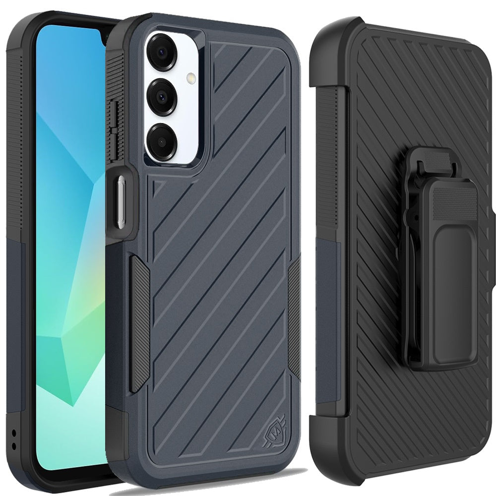 For Samsung Galaxy A16 5G Combo Hybrid lined with Belt Clip Holster Armor Shockproof Rugged Textured 2in1 Non Slip Tough Case Cover