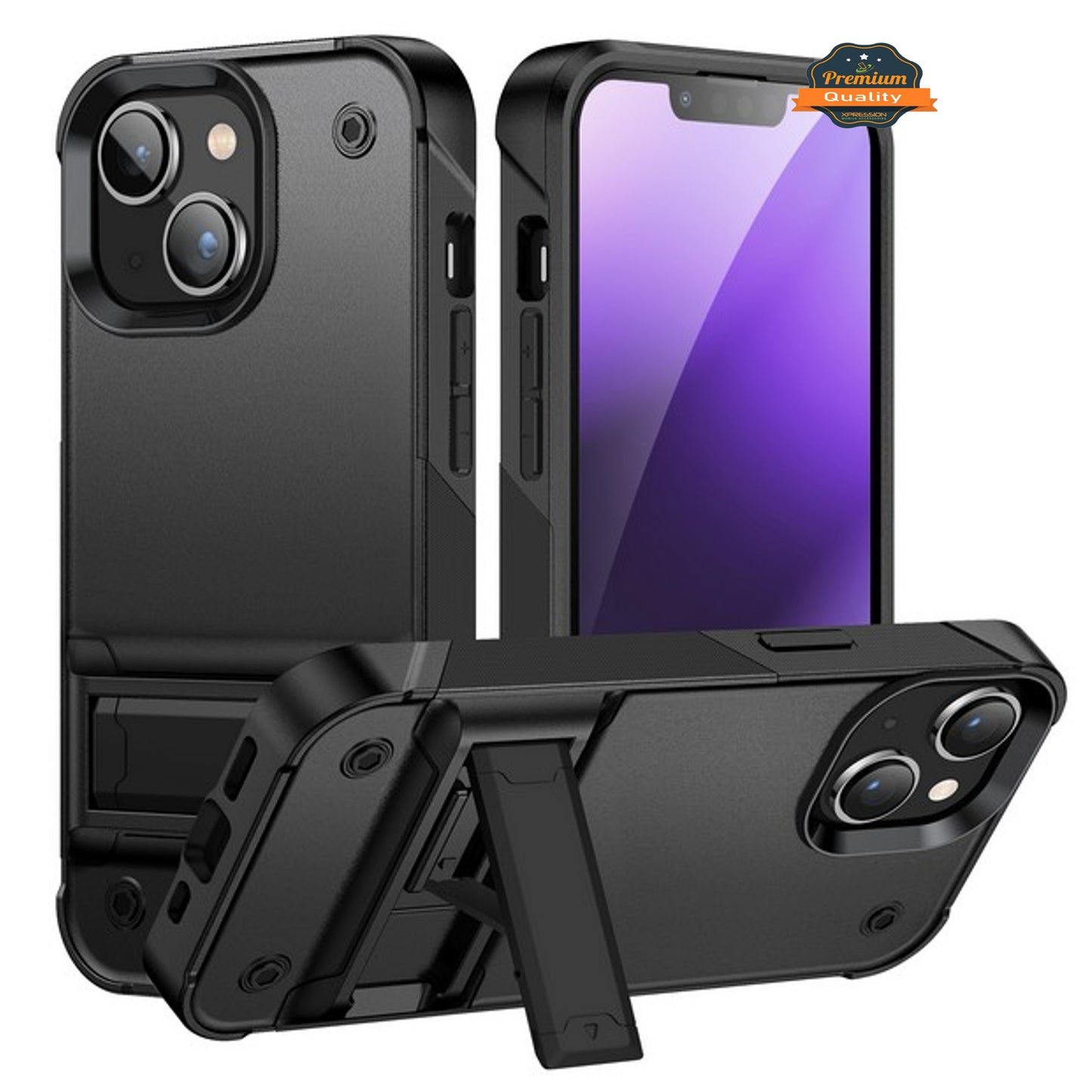 For Apple iPhone 15 Pro Max (6.7") Heavy Duty with Kickstand Stand Hybrid Military Armor Durable Shockproof Bumper Phone Case Cover