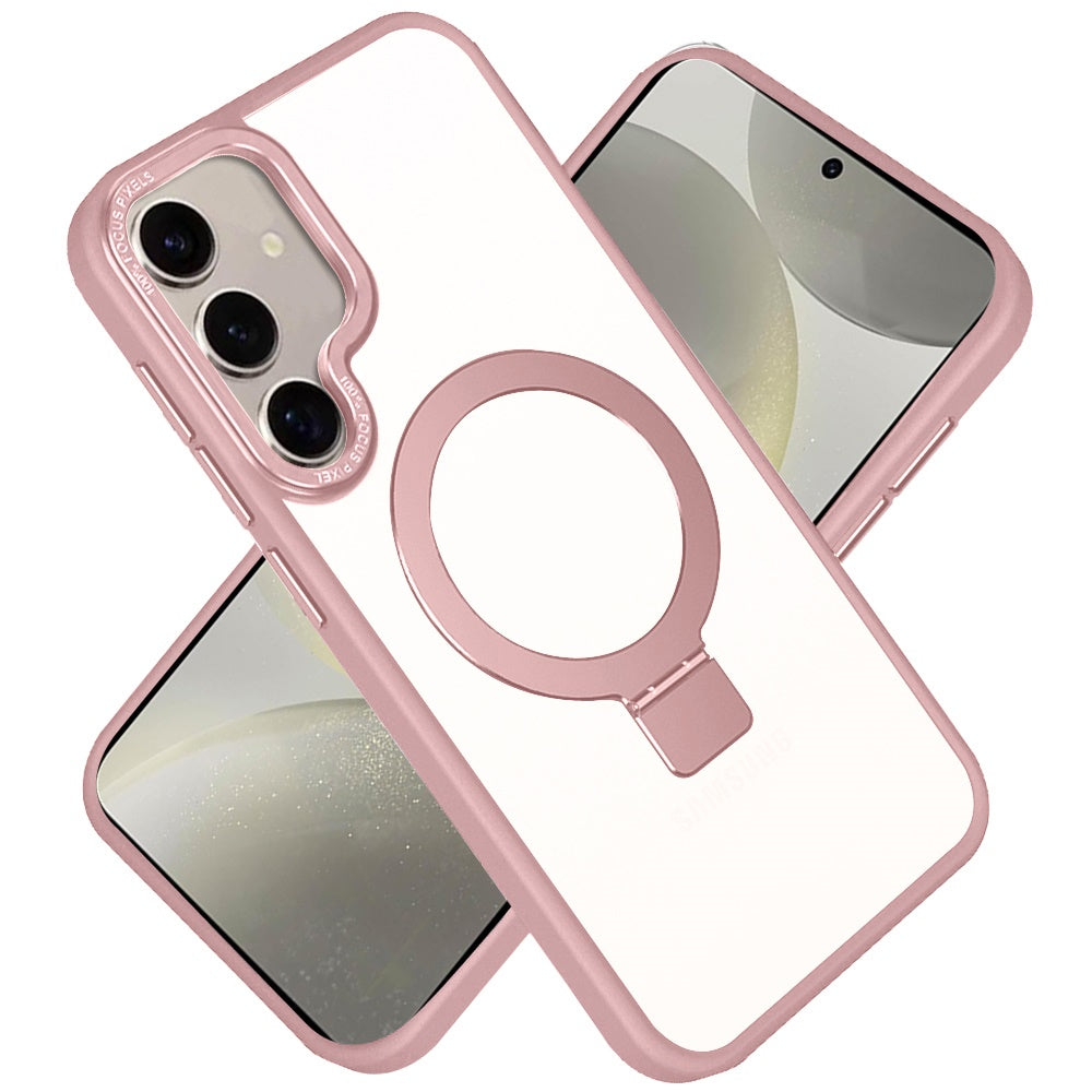 For Samsung Galaxy S25+ /S25 Plus /S24+ Plus Magnetic Metal Matte with Built-in MagSafe Stand, Hybrid Shockproof Armor, TPU Frame Case Cover