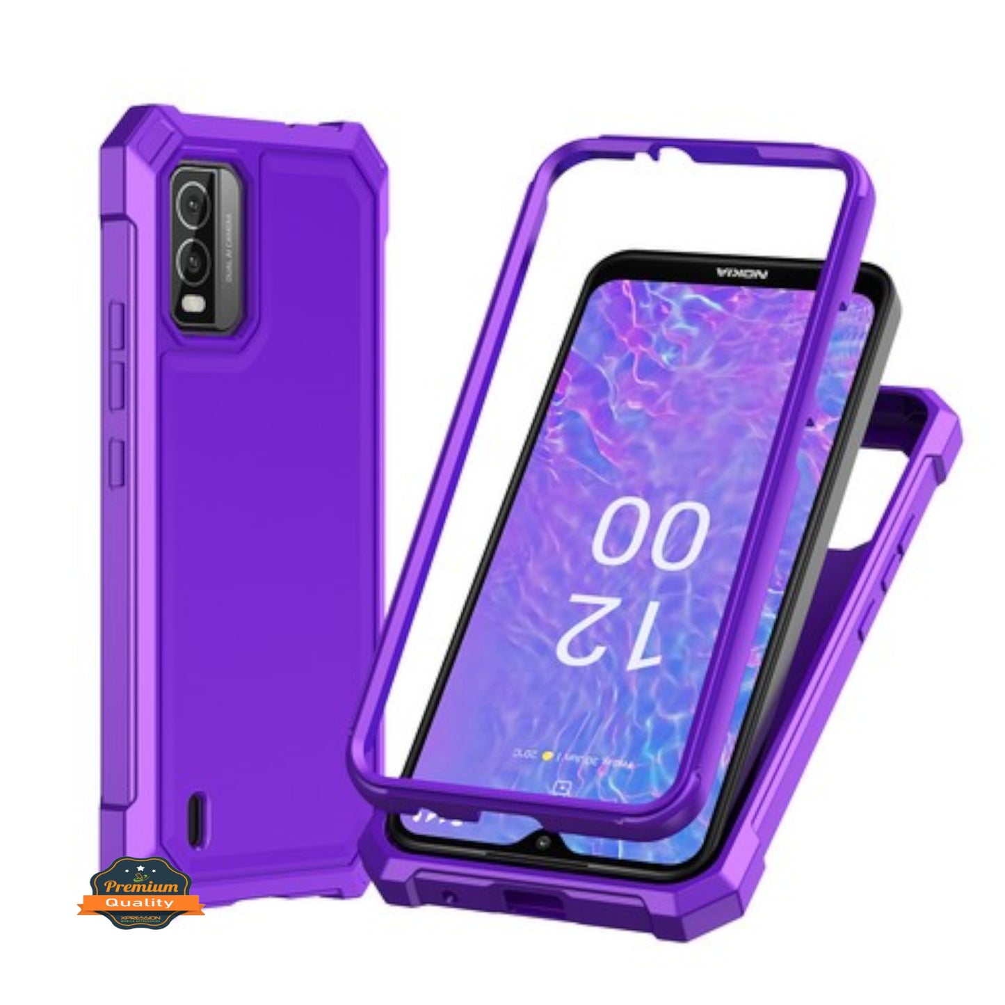 For TCL 60 XE NXTPAPER Full-Body Dual Layer Hybrid Case Slim, Drop-Proof TPU Hard PC, Durable Corner Front Bumper Protector Case Cover Purple
