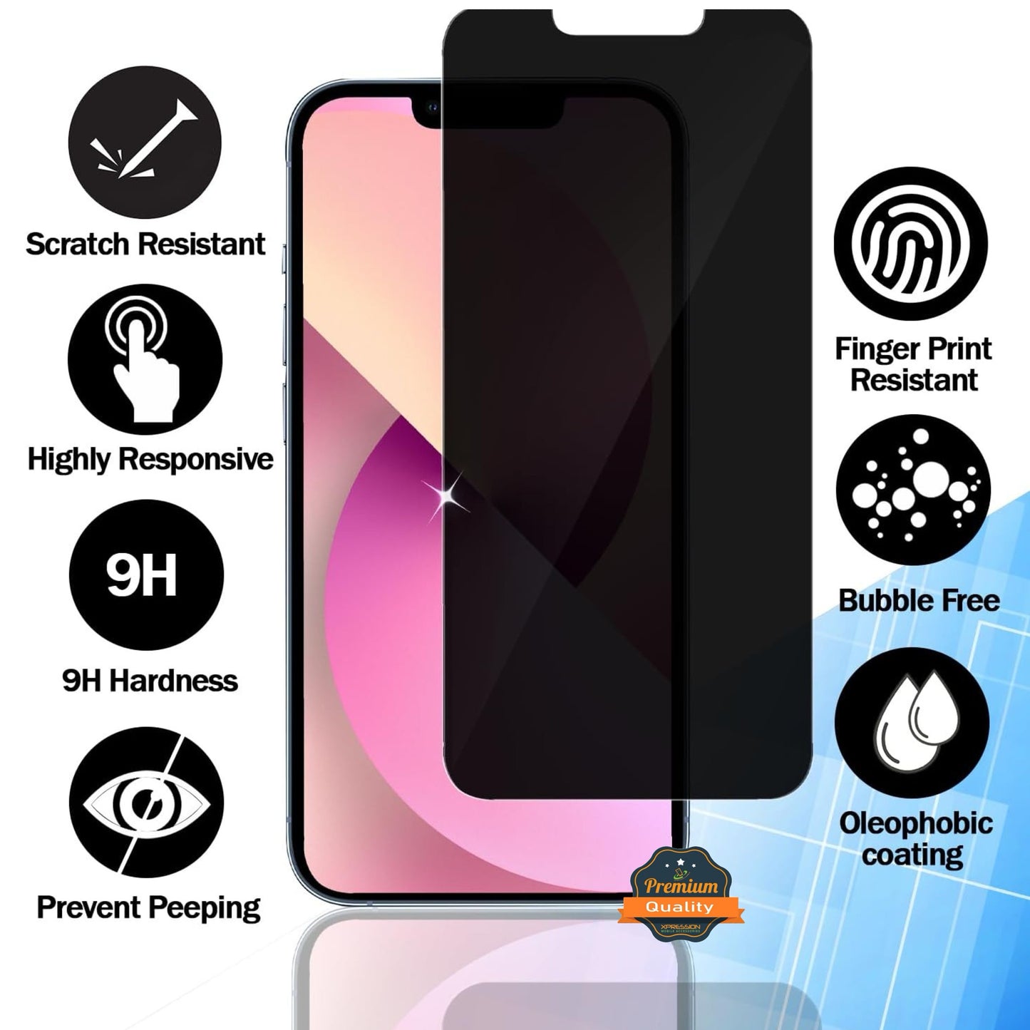 For Samsung Galaxy A26 Tempered Glass Privacy Screen Protector, Anti-Spy, Scratch Resistant, 9H Hardness, Anti-Fingerprint, Easy to Install Protector Black