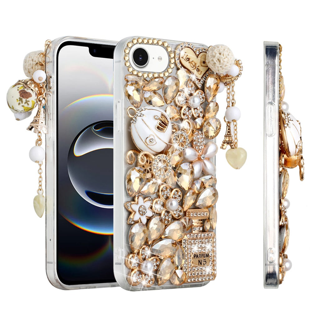 For Apple iPhone 16e (E edition) Bling Crystal 3D Full Diamonds Luxury Sparkle Rhinestone Hybrid Protective Case Cover