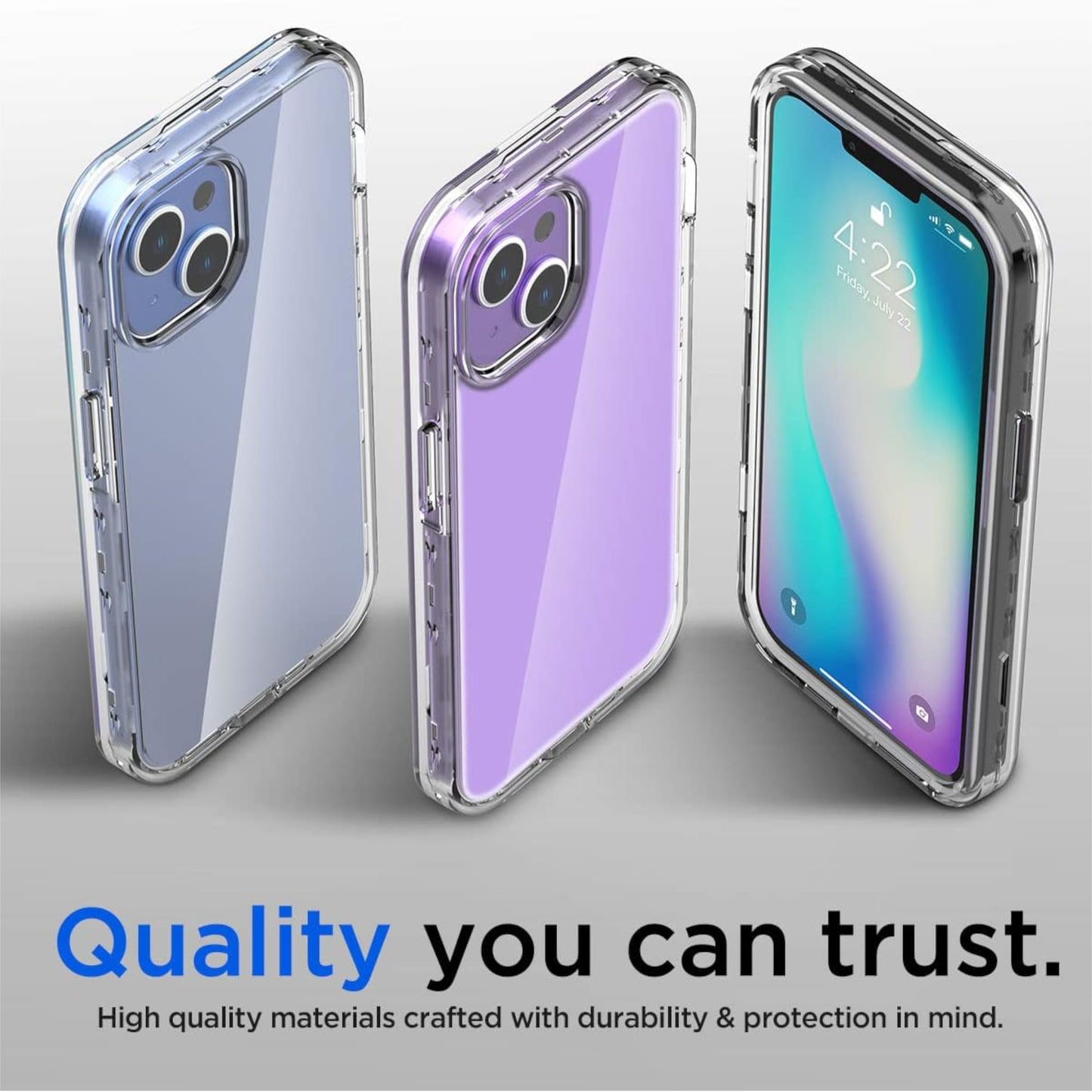 For Apple iPhone 15 Pro Max (6.7") Hybrid Transparent 3in1 Corner Tough Durable Detachable Shockproof Frame Hard PC Phone Case Cover