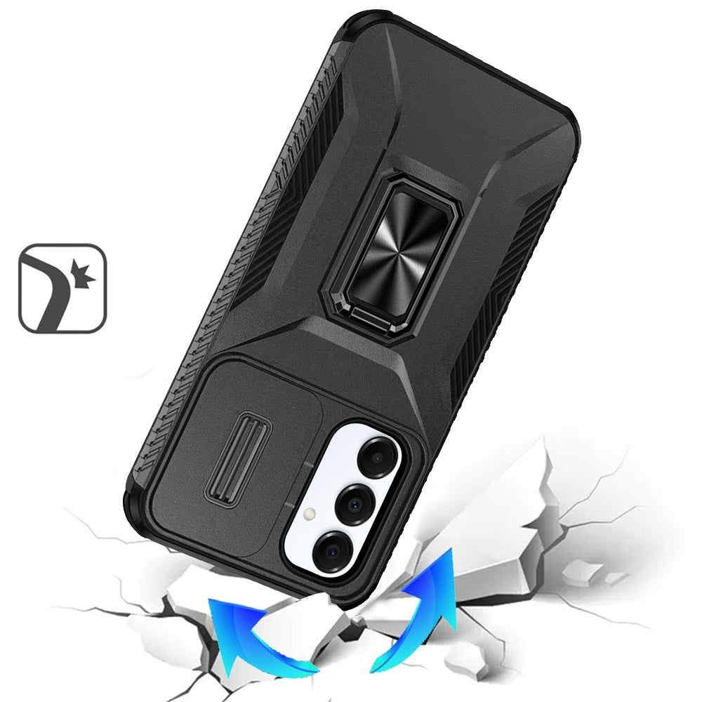 For Samsung Galaxy A26 Case, Camera Cover with Magnetic Rotation Ring Stand, Military Grade Hybrid Hard TPU Shockproof Case Cover