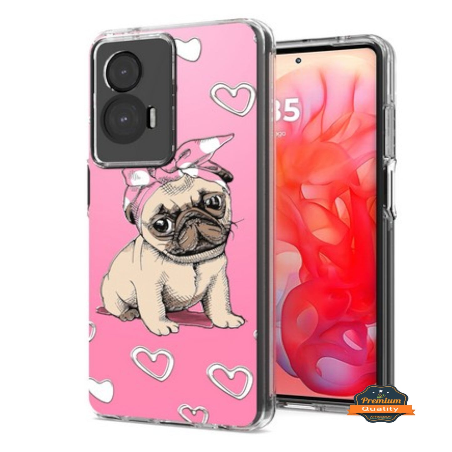 For Motorola Moto G 5G 2025 Hybrid Clear Frame with Trendy Pattern Design, Shockproof Hard Back & TPU Rubber Case Cover