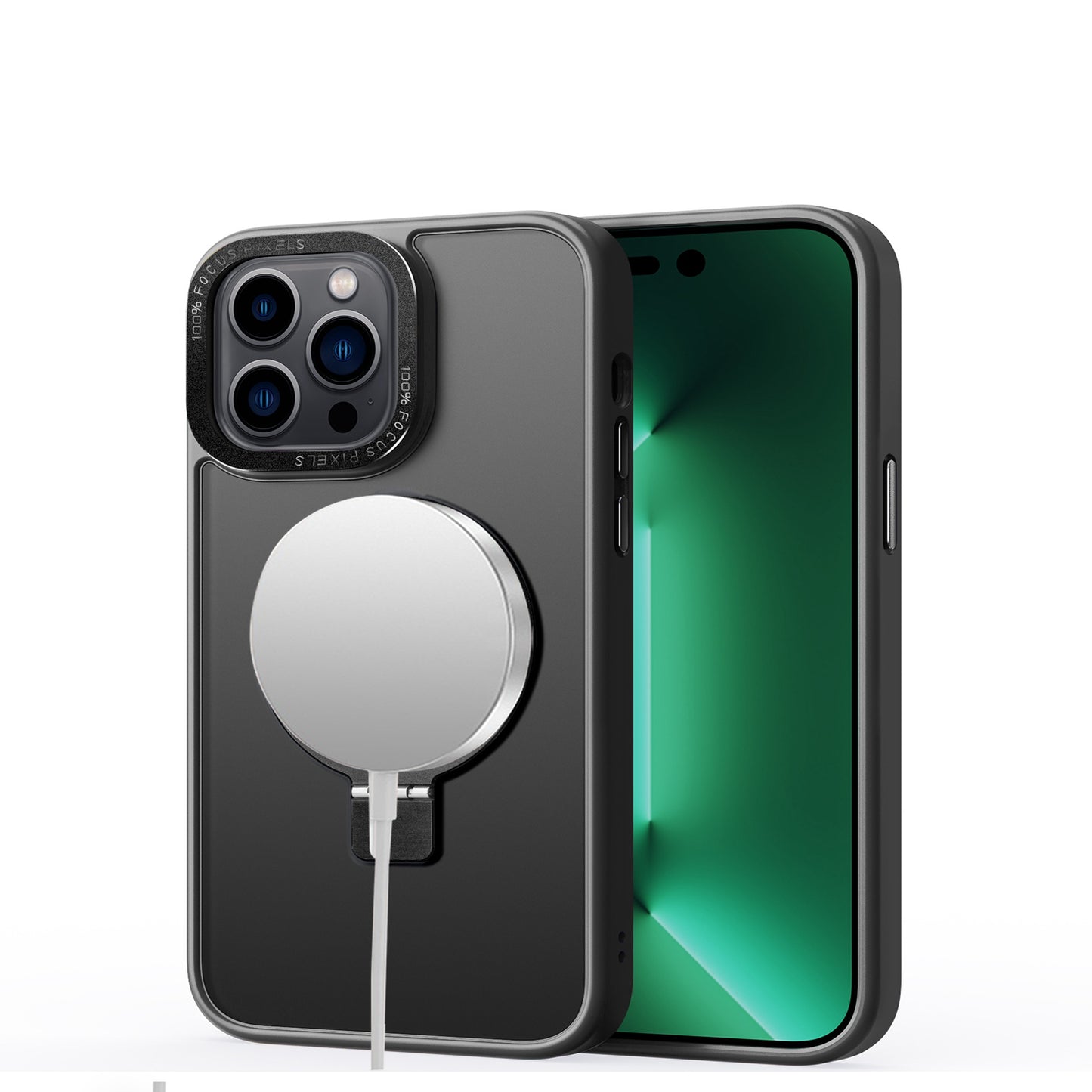 For Samsung Galaxy A17 5G Magnetic Metal Matte Built-in Compatible with MagSafe Kickstand Hybrid Shock Armor TPU Case Cover Black