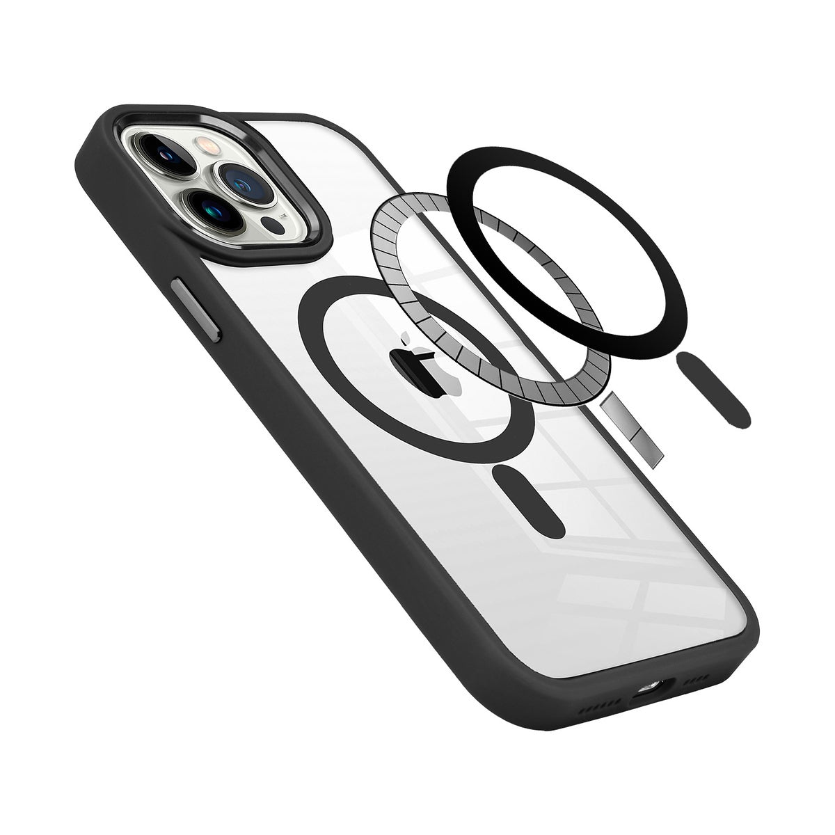 For Samsung Galaxy A16 5G Transparent Slim Hybrid Frame Bumper Magnetic Case, Compatible with MagSafe Case Cover Black