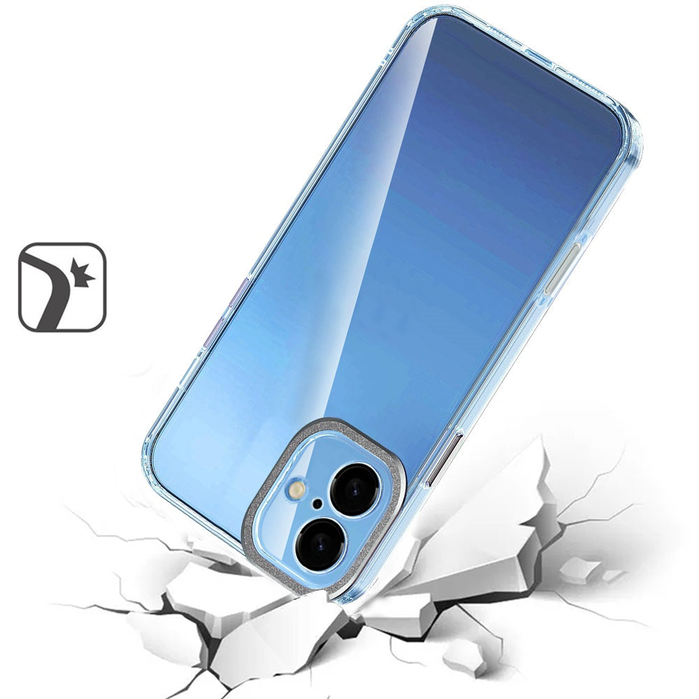 For Samsung Galaxy A26 Transparent Clear Hybrid with Matching Metal Buttons and Camera Protection Hard PC + TPU Rubber Case Cover Clear / Black