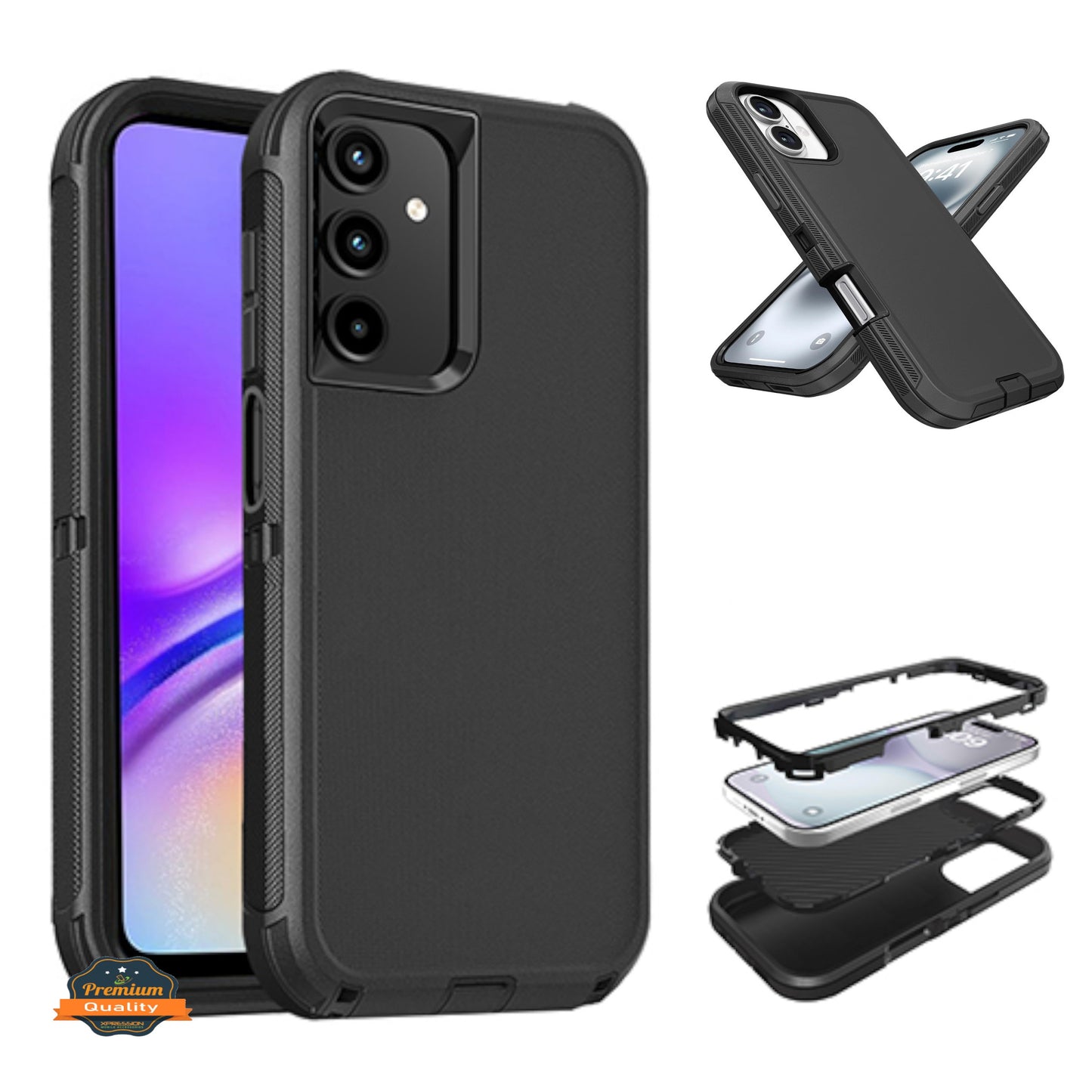 For Samsung Galaxy A16 5G Delux Armor Case Shockproof Rugged 3-Layer Protection Hybrid Heavy Duty with Enhanced Durability Case Cover