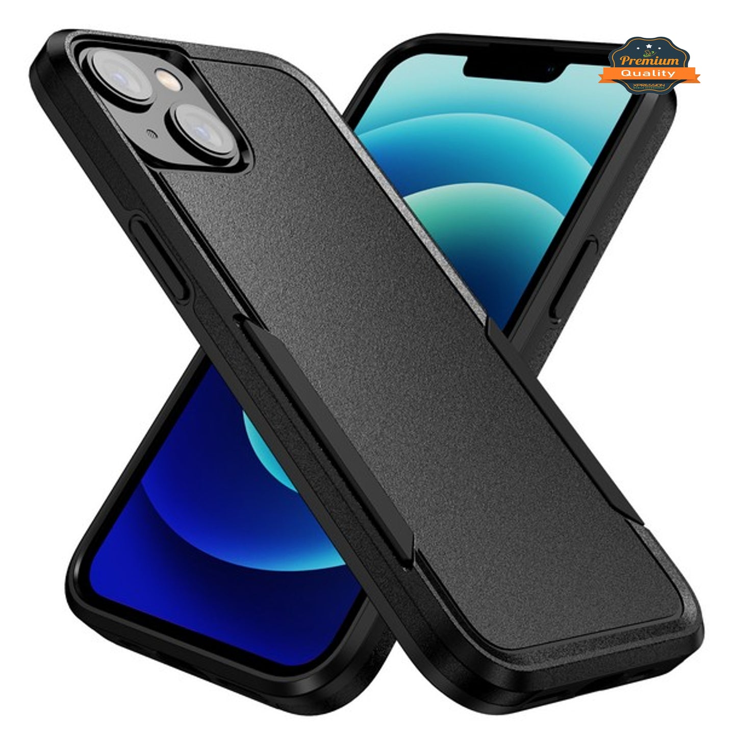 For Apple iPhone 15 Pro Max (6.7") Hybrid Bumper Dual Layer Heavy-Duty Military-Grade Rubber Defender Protective Phone Case Cover