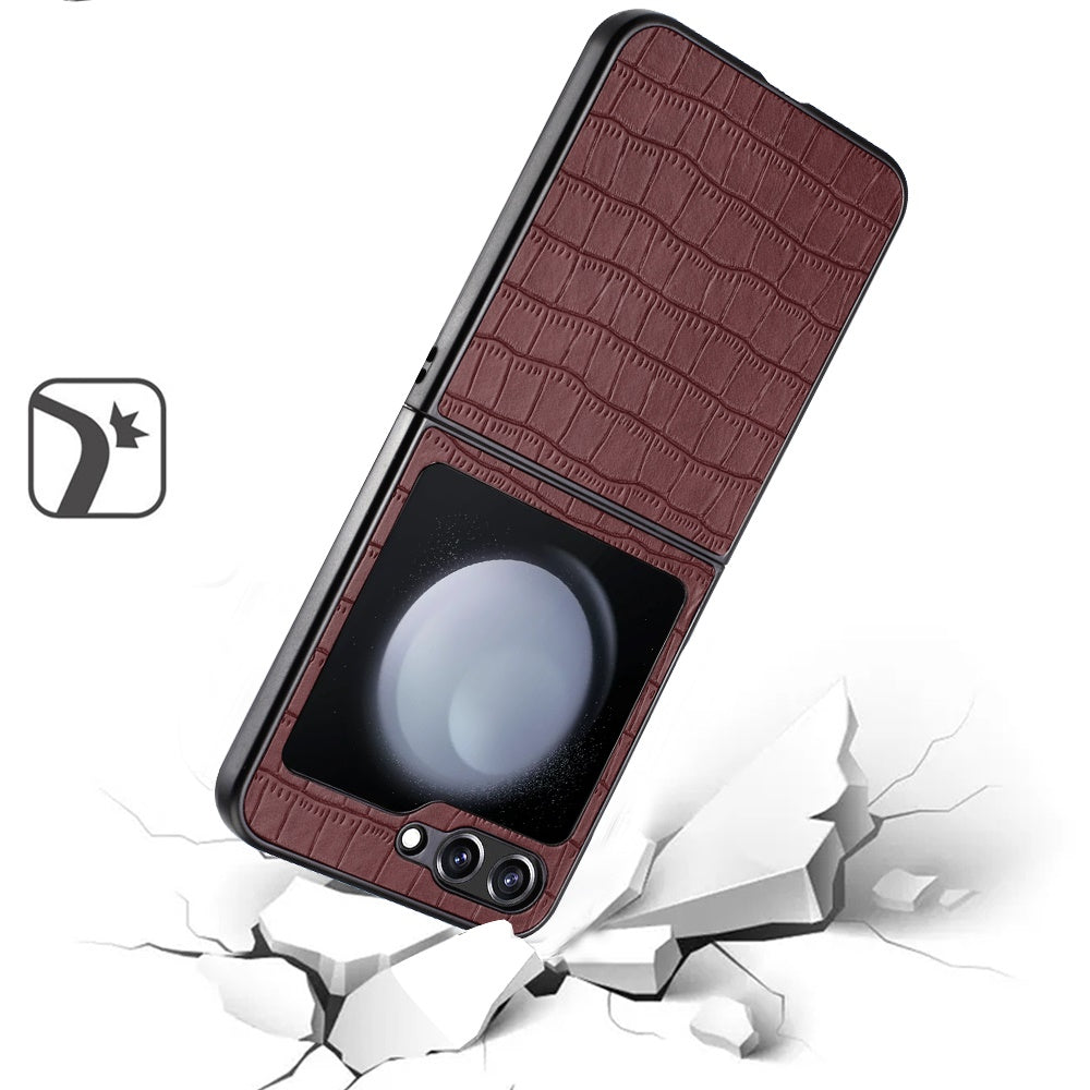 For Motorola Razr+ PLUS (2025 /2024) PU Vegan Leather Case, Premium Snap-On Hard Shell Cover, Slim Fit Protective Matte Finish Case Cover Brown