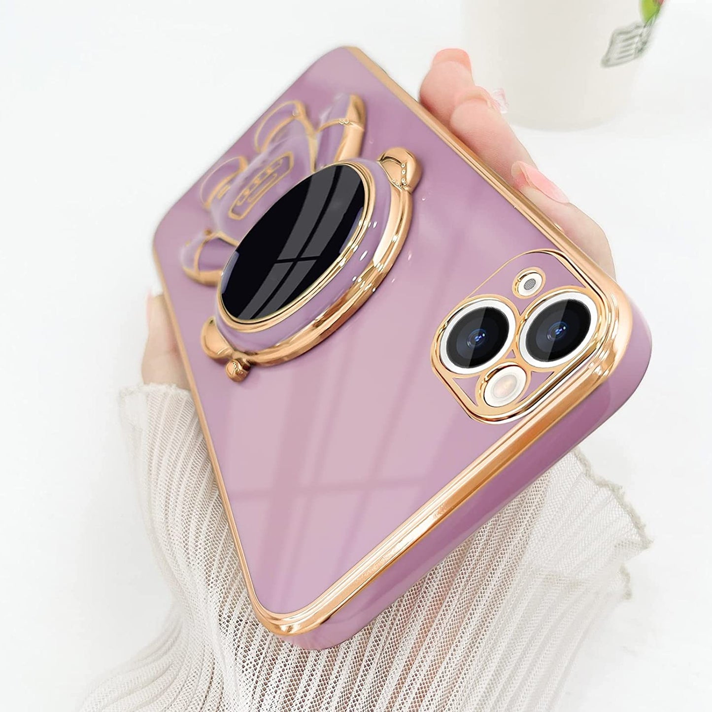 For Samsung Galaxy A16 5G 3D Astronaut Hidden Stand Plating Hybrid Shockproof Armor Electroplated Bumper Case Cover