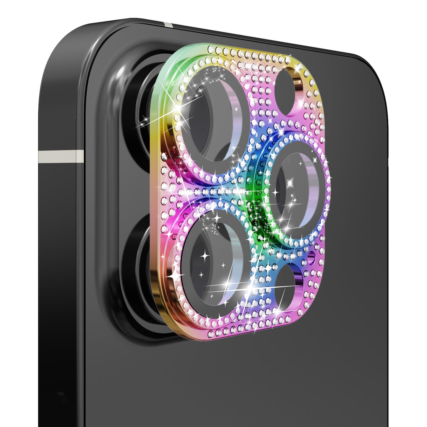 For Apple iPhone 16 Pro (6.3") Camera Lens Full Tempered Glass With Diamond Bling Glitter Rhinestone Lens Protective Case Cover